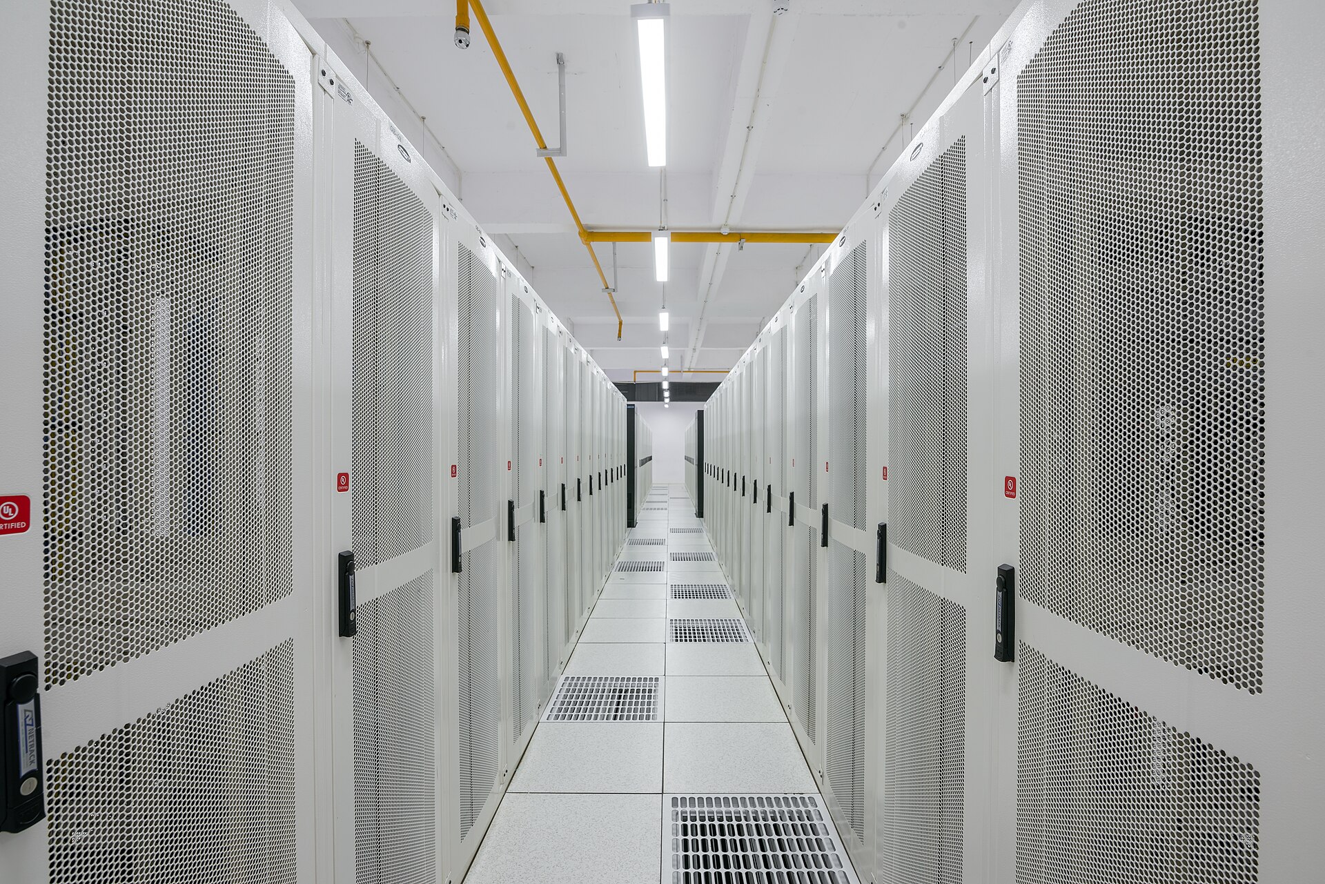 Data center server racks powering web hosting