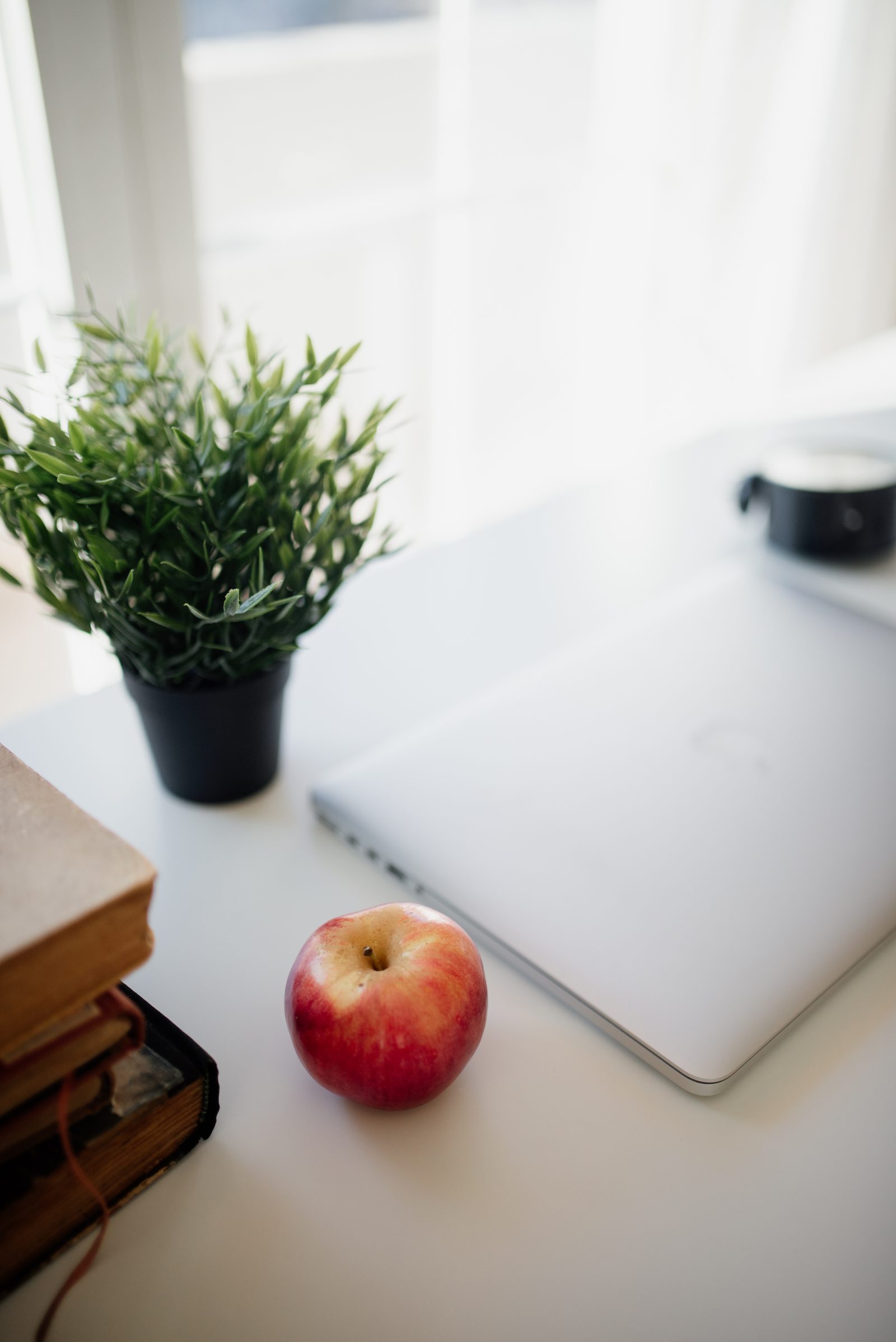 Researching affiliate marketing courses: laptop, books and notes on a bright desk