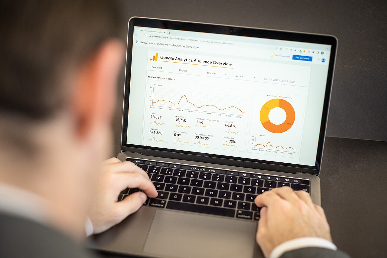 Person studying website analytics on a laptop