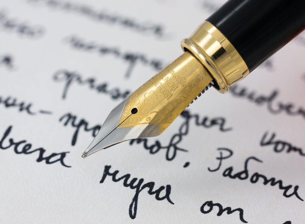 Fountain pen writing on paper